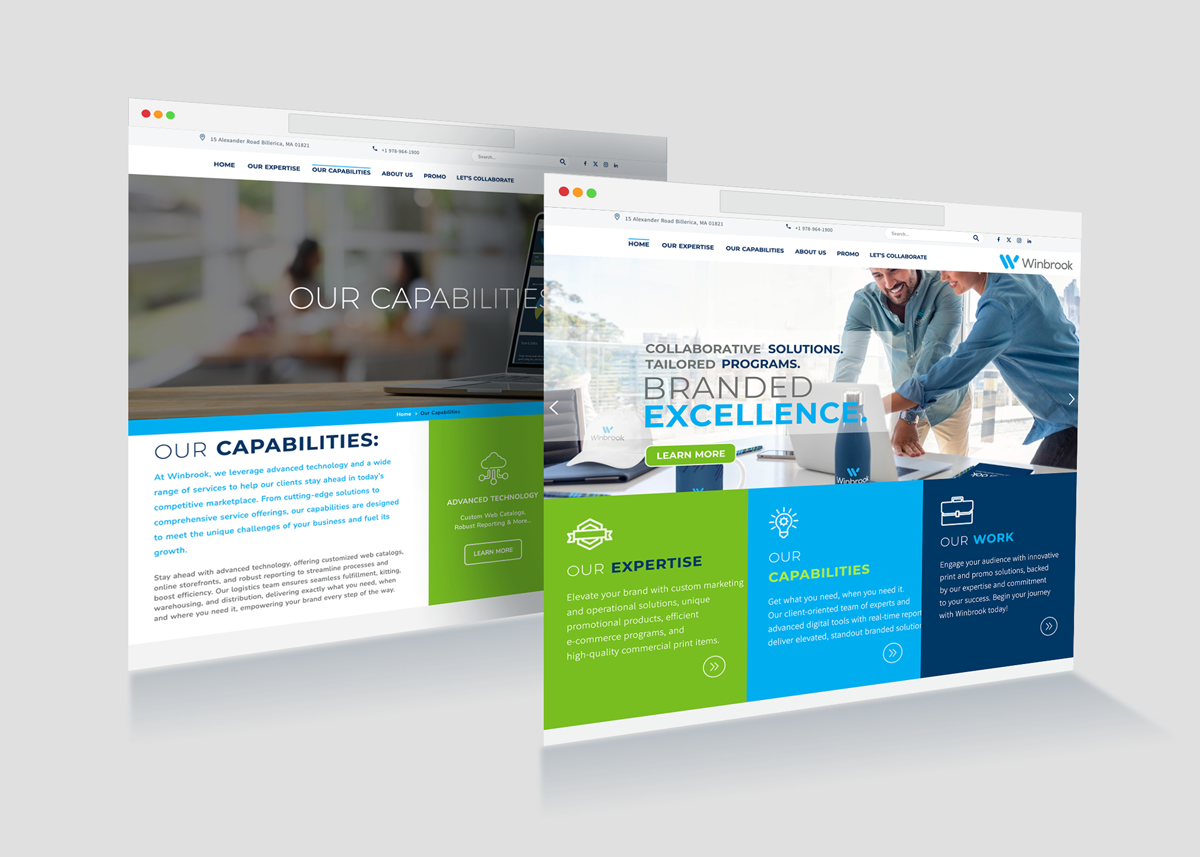 Website redesign for Winbrook highlighting modern corporate branding and improved user experience
