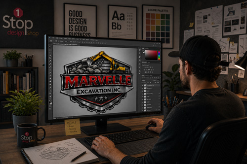 The Marvelle Excavation original AI generated logo.