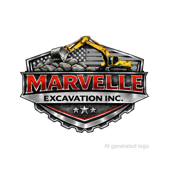 AI genereated logo from Marvelle excavation. This is used to show the contrast of the old logo to the new logo.